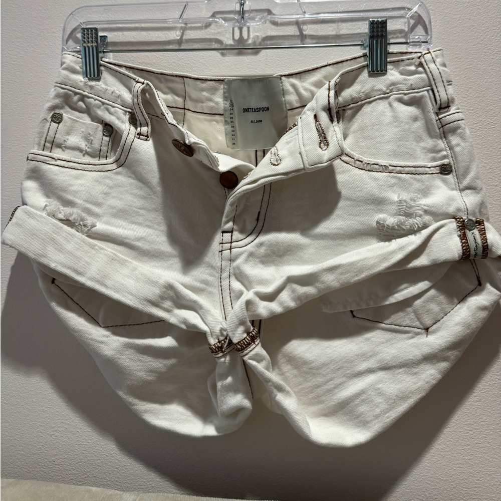 ONE TEASPOON white denim shorts